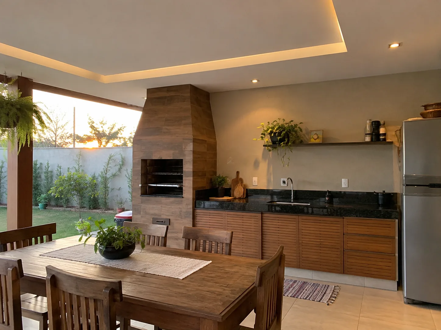 Espaço gourmet com acabamento em gesso