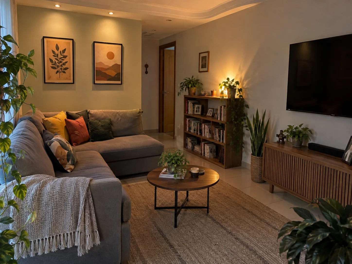 Sala de estar finalizado com acabamento em gesso — foto 2